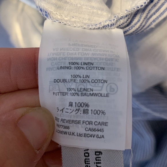 J CREW Spaghetti-strap jumpsuit striped beauchamps linen blue white wide leg 4 - Picture 9 of 14